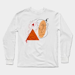 Line illustration of a couples faces Long Sleeve T-Shirt